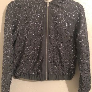 Abercrombie and Fitch grey sequin zip up jacket